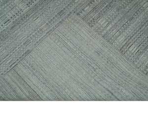 8x10 Hand Made Shaded Scandinavian Beige and Gray Blended Wool Flatwoven Area Rug | KE10