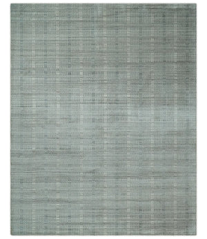 8x10 Hand Made Shaded Scandinavian Beige and Gray Blended Wool Flatwoven Area Rug | KE10