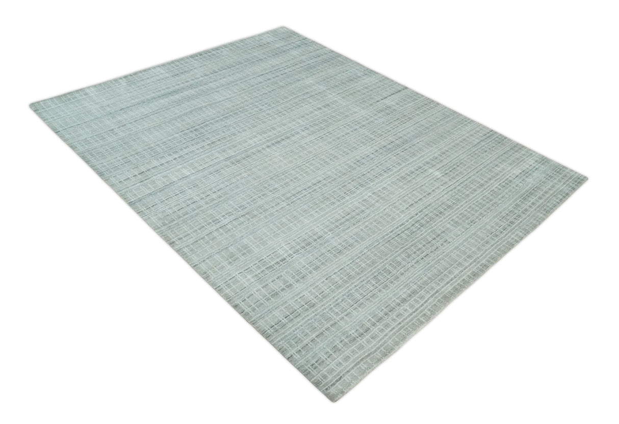 8x10 Hand Made Shaded Scandinavian White, Camel and Gray Blended Wool Flatwoven Area Rug | KE25