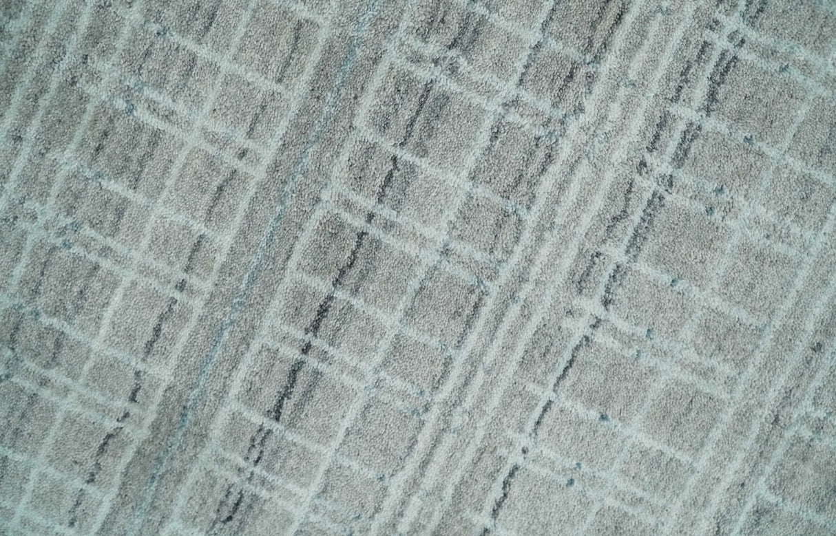 8x10 Hand Made Shaded Scandinavian White, Camel and Gray Blended Wool Flatwoven Area Rug | KE25