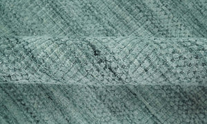 8x10 Hand Made Silver and Teal Solid Scandinavian Blended Wool Flatwoven Area Rug | KE27
