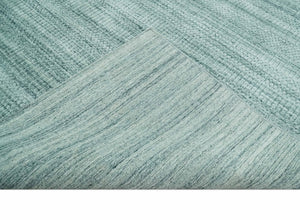 8x10 Hand Made Silver and Teal Solid Scandinavian Blended Wool Flatwoven Area Rug | KE27