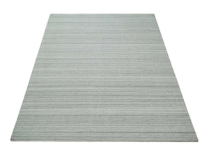8x10 Hand Made Solid Camel, Ivory and Brown Scandinavian Blended Wool Flatwoven Area Rug | KE24