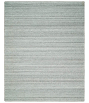 8x10 Hand Made Solid Camel, Ivory and Brown Scandinavian Blended Wool Flatwoven Area Rug | KE24