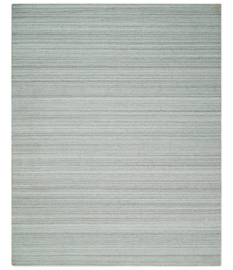 8x10 Hand Made Solid Camel, Ivory and Brown Scandinavian Blended Wool Flatwoven Area Rug | KE24