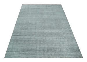 8x10 Hand Made Solid Silver, Gray and Brown Scandinavian Blended Wool Flatwoven Area Rug | KE12