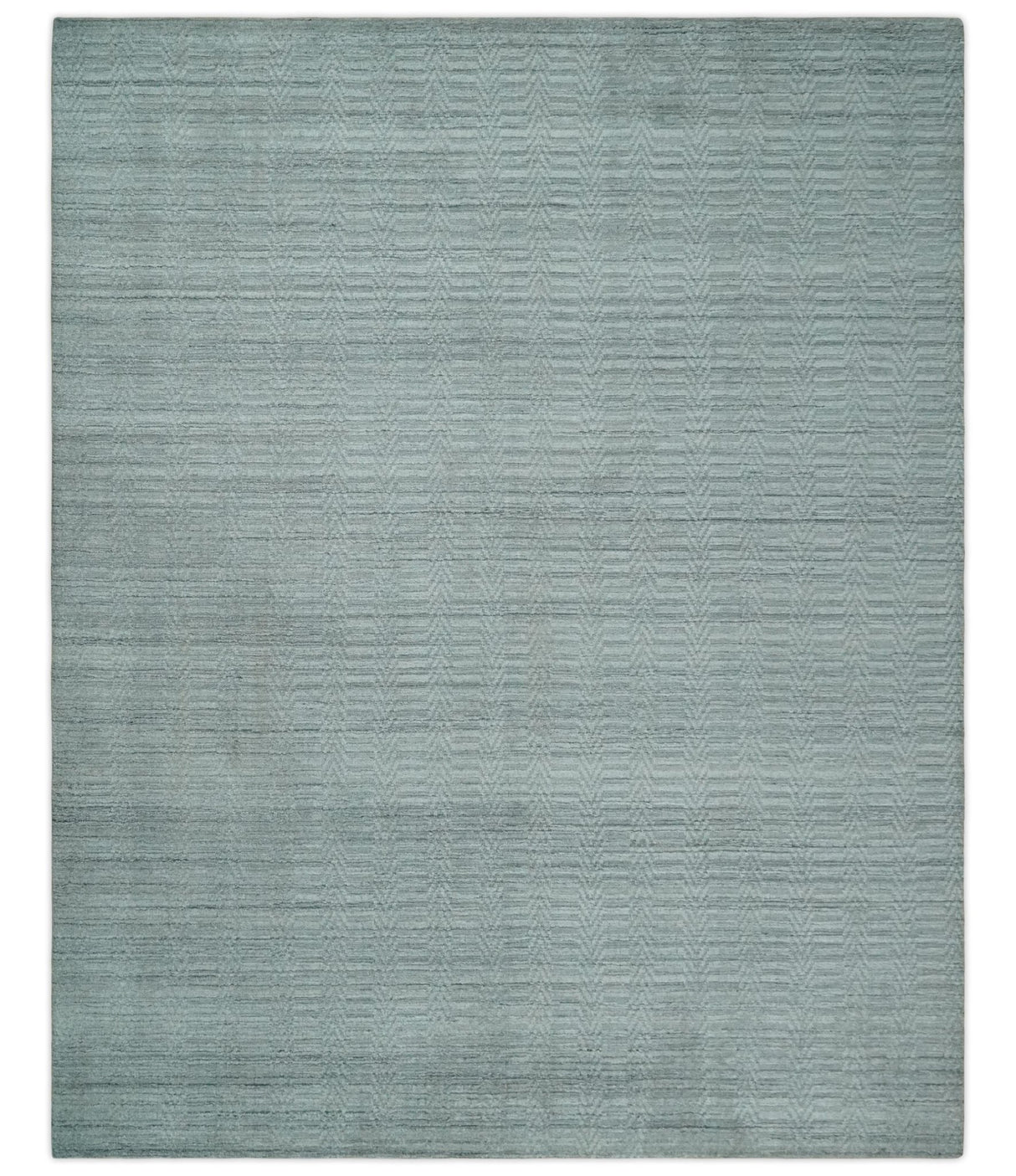 8x10 Hand Made Solid Silver, Gray and Brown Scandinavian Blended Wool Flatwoven Area Rug | KE12