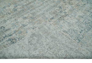 8x10 Ivory, Beige and Blue Traditional Hand Knotted Art Silk Area Rug
