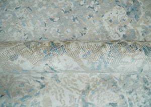 8x10 Ivory, Beige and Blue Traditional Hand Knotted Art Silk Area Rug