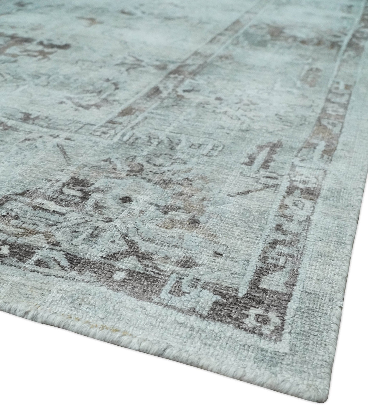 8x10 Ivory, Brown and Gray Modern Oushak Handmade Art Silk Area Rug