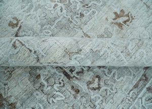 8x10 Ivory, Brown and Gray Modern Oushak Handmade Art Silk Area Rug