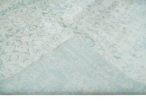 8x10 Ivory, Gray and Silver Modern Transitional Handmade Art Silk Area Rug