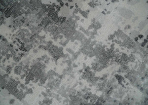 8x10 Ivory, Silver and Charcoal Modern Abstract Hand Loomed Blended wool and Art silk Area Rug