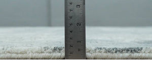 8x10 Ivory, Silver and Charcoal Modern Abstract Hand Loomed Blended wool and Art silk Area Rug