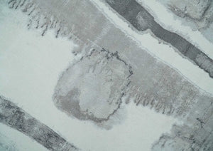 8x10 Ivory, Silver and Gray Modern Abstract Handmade Art Silk Area Rug
