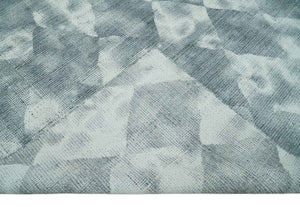 8x10 Ivory, Silver and Gray Modern Geometrical Handmade Art Silk Area Rug