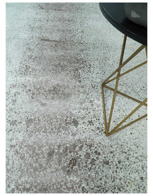 8x10 Ivory and Brown Modern Abstract Handmade Viscose Area Rug