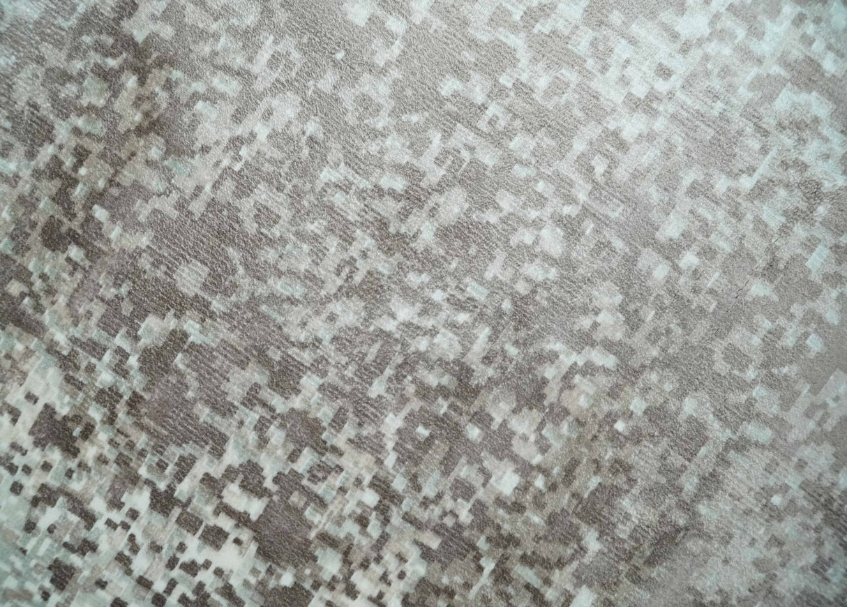 8x10 Ivory and Brown Modern Abstract Handmade Viscose Area Rug