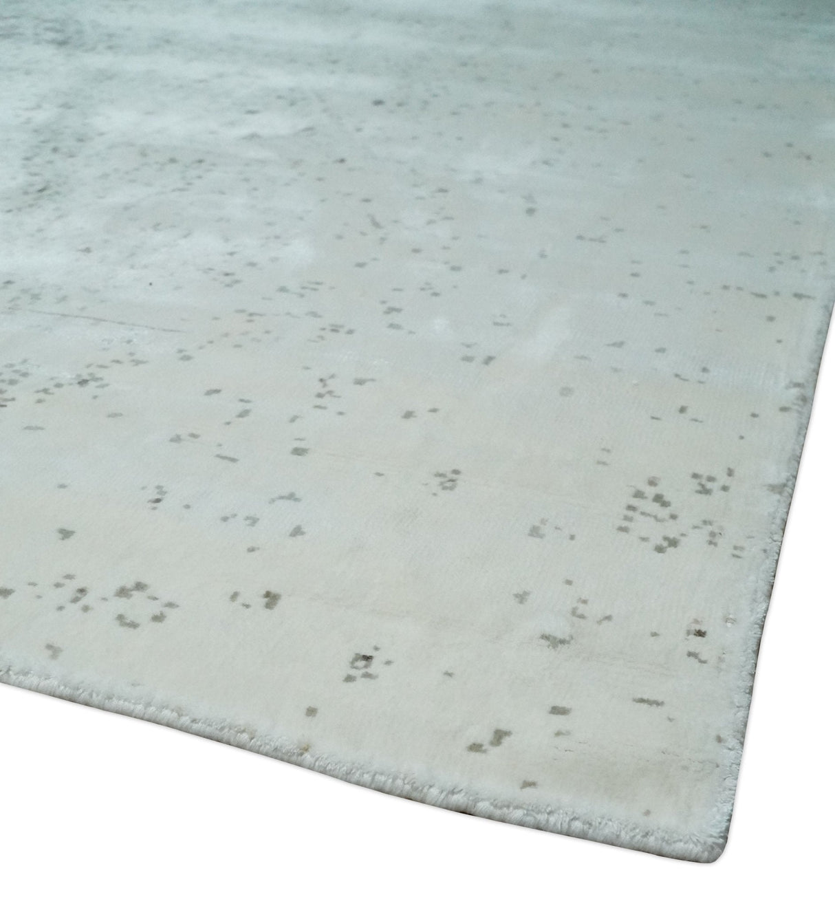 8x10 Ivory and Brown Modern Abstract Handmade Viscose Area Rug