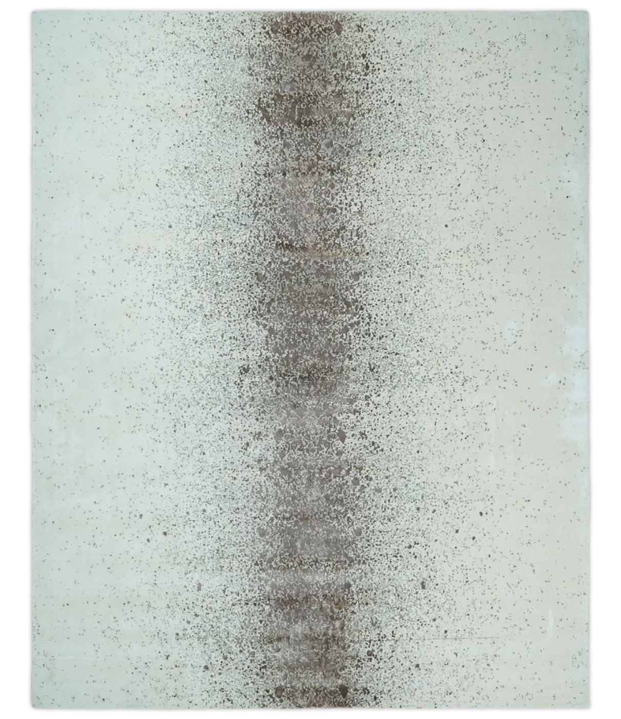 8x10 Ivory and Brown Modern Abstract Handmade Viscose Area Rug