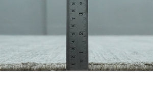 8x10 Ivory and Silver Blended Hand Loomed Modern Scandinavian Art Silk Area Rug
