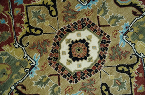 8x10 Olive, Rust and Ivory Heriz Serapi Traditional Vintage Antique Hand Knotted Wool Area Rug | TRDCP1363810