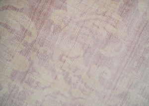 8x10 Pink and Beige Hand Loomed Damask Design Bamboo Silk Area Rug