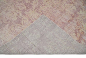 8x10 Pink and Beige Hand Loomed Damask Design Bamboo Silk Area Rug