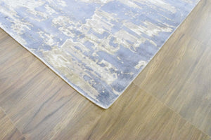 8x10 Rug, Blue and Brown Rug, Modern Abstract Hand loom Printed Viscose Area Rug