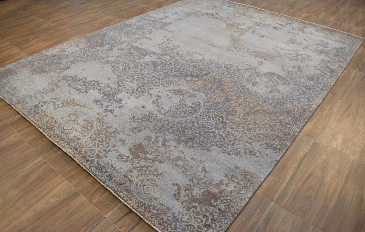8x10 Rug | Modern Handmade Wool blended viscose Area Rug | TRD1634810