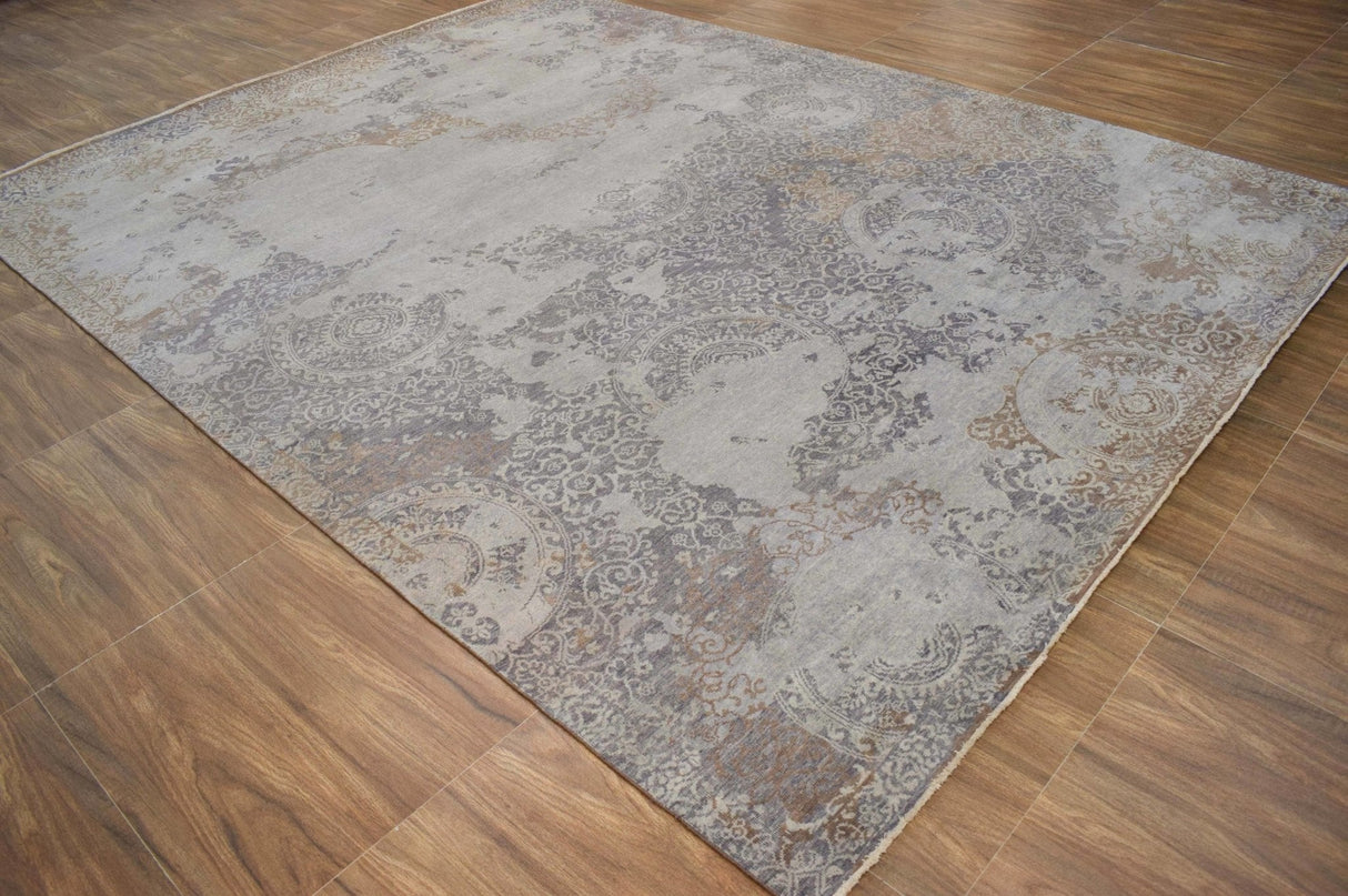 8x10 Rug | Modern Handmade Wool blended viscose Area Rug | TRD1634810