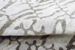 8x10 Rug, White and Brown Rug, Modern and Abstract Rug, Hand-loom Printed Viscose Area Rug | TRD020QT810