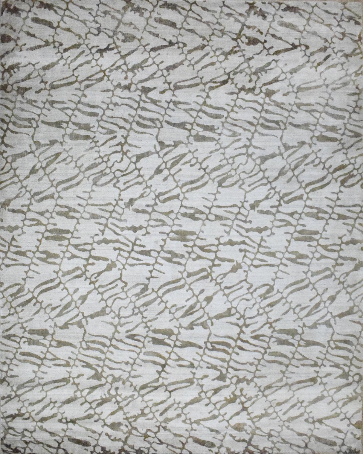 8x10 Rug, White and Brown Rug, Modern and Abstract Rug, Hand-loom Printed Viscose Area Rug | TRD020QT810