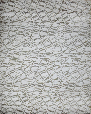 8x10 Rug, White and Brown Rug, Modern and Abstract Rug, Hand-loom Printed Viscose Area Rug | TRD020QT810
