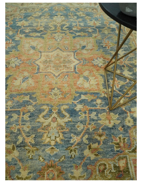 8x10 Rust, Gray and Beige Traditional Vintage Style Hand Knotted Wool Area Rug