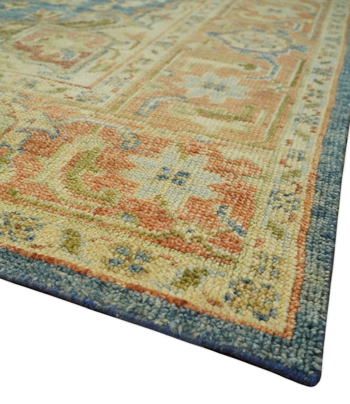 8x10 Rust, Gray and Beige Traditional Vintage Style Hand Knotted Wool Area Rug