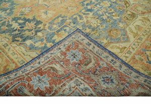 8x10 Rust, Gray and Beige Traditional Vintage Style Hand Knotted Wool Area Rug