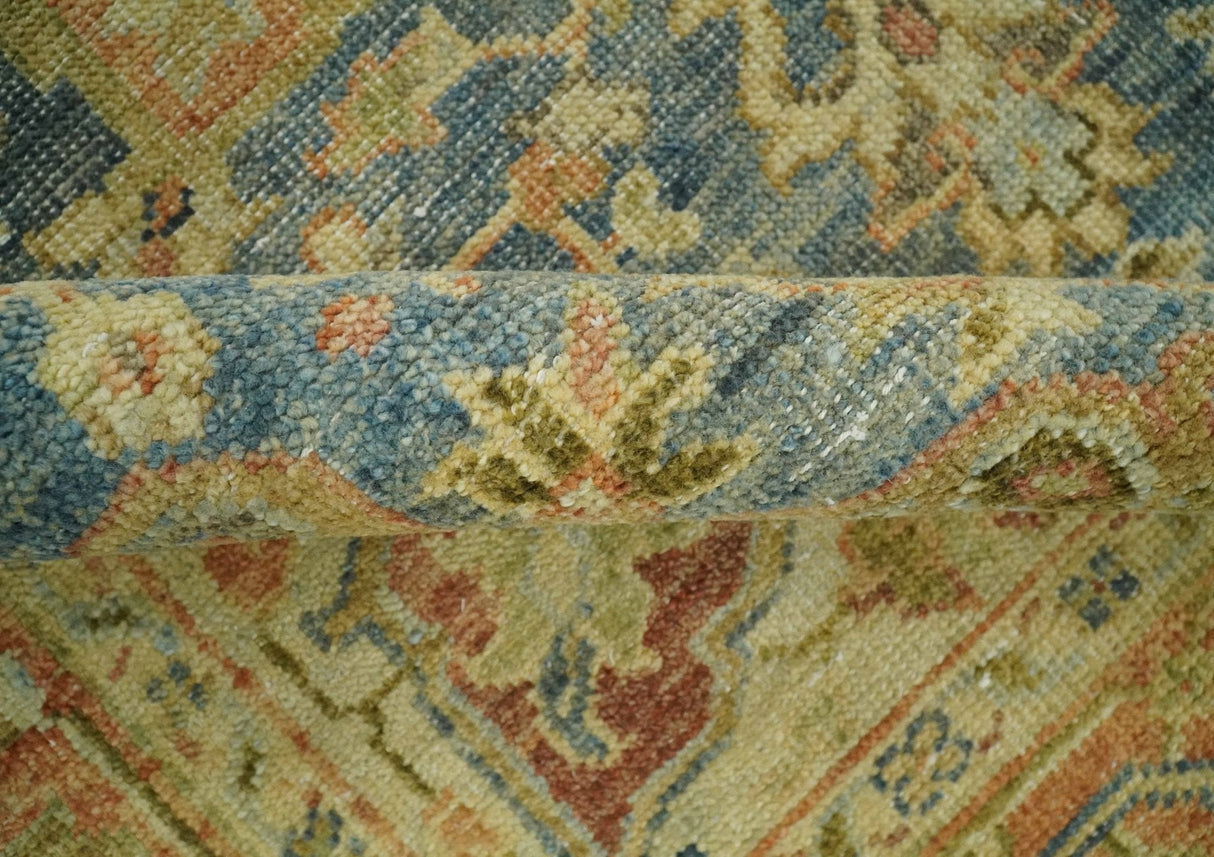 8x10 Rust, Gray and Beige Traditional Vintage Style Hand Knotted Wool Area Rug