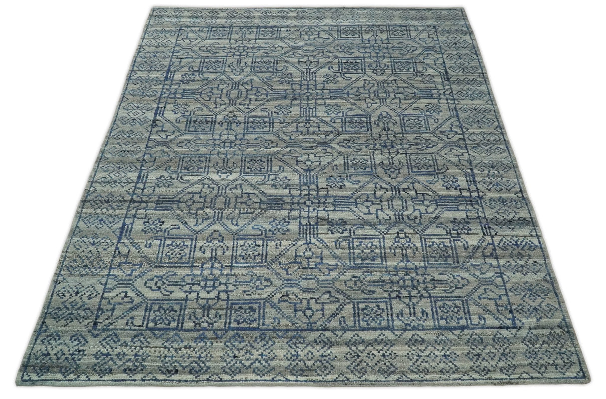 8x10 Silver, Gray and Blue Traditional Persian Minimal Area Rug | TRD43580810