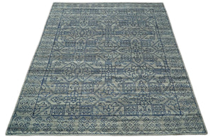 8x10 Silver, Gray and Blue Traditional Persian Minimal Area Rug | TRD43580810
