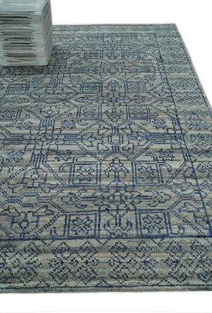 8x10 Silver, Gray and Blue Traditional Persian Minimal Area Rug | TRD43580810