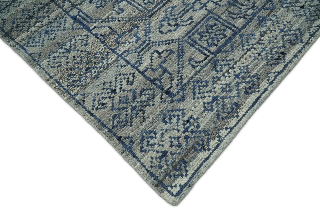 8x10 Silver, Gray and Blue Traditional Persian Minimal Area Rug | TRD43580810