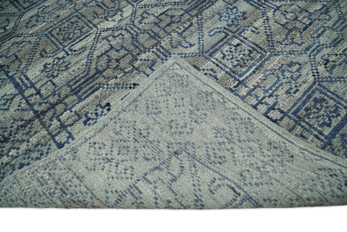 8x10 Silver, Gray and Blue Traditional Persian Minimal Area Rug | TRD43580810