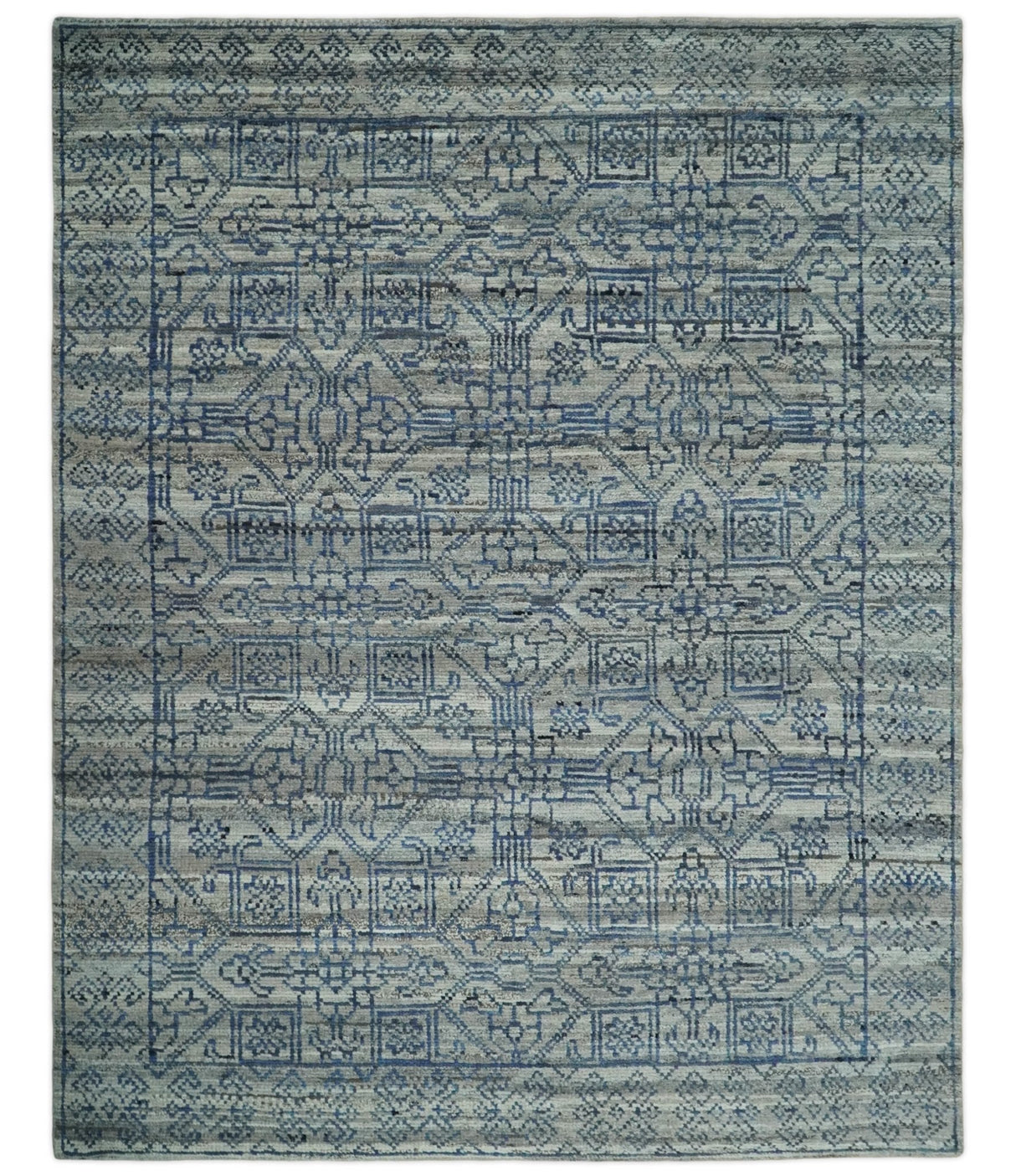 8x10 Silver, Gray and Blue Traditional Persian Minimal Area Rug | TRD43580810
