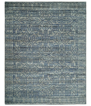 8x10 Silver, Gray and Blue Traditional Persian Minimal Area Rug | TRD43580810
