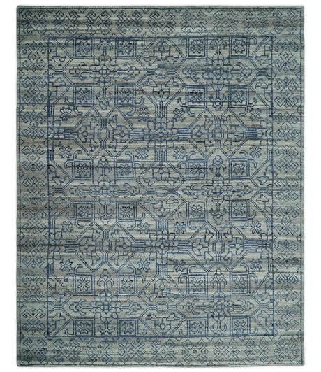 8x10 Silver, Gray and Blue Traditional Persian Minimal Area Rug | TRD43580810