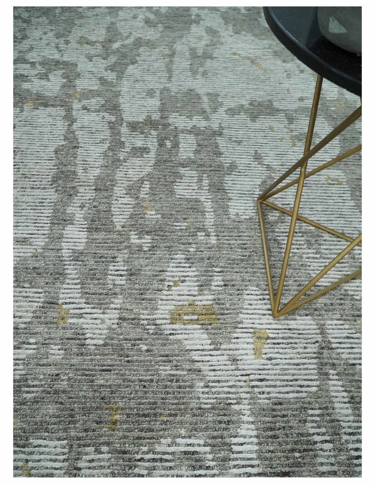 8x10 Silver and Charcoal Modern Abstract Handmade Wool Area Rug