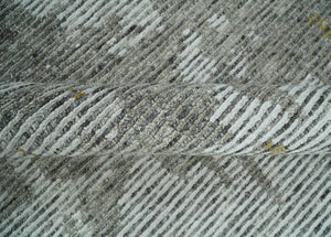 8x10 Silver and Charcoal Modern Abstract Handmade Wool Area Rug
