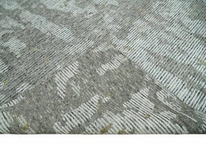 8x10 Silver and Charcoal Modern Abstract Handmade Wool Area Rug