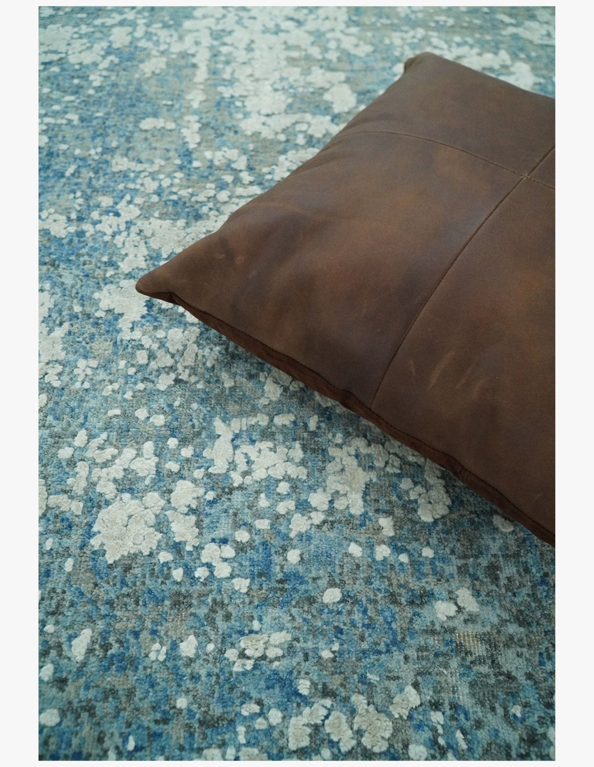 8x10 Silver and Green Pure Silk and Wool Abstract Area Rug | TRD1657810